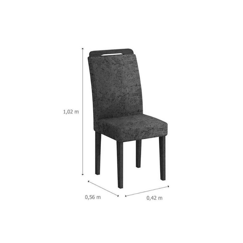 Conjunto Sala De Jantar Luna 6 Lugares Tampo Madeirado Com Vidro 180cm Imbuia Grafite Móveis Rufato - imagem 3
