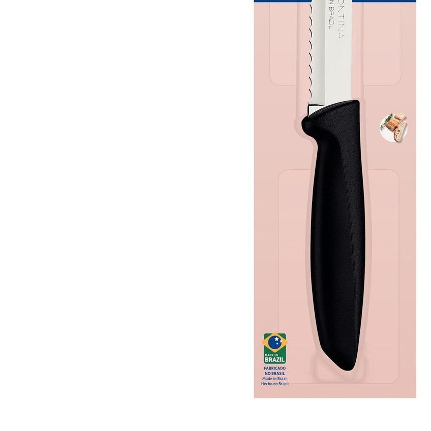 Faca Para Pão Plenus Corte Serrilhado Aço Inox Cabo Polipropileno Preto Tramontina - imagem 4