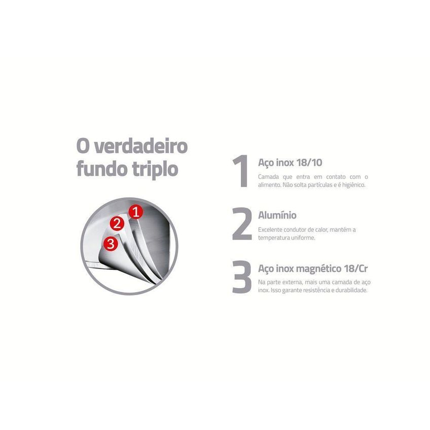 Fervedor Allegra Aço Inox Fundo Triplo 2L 14cm Tramontina - imagem 4