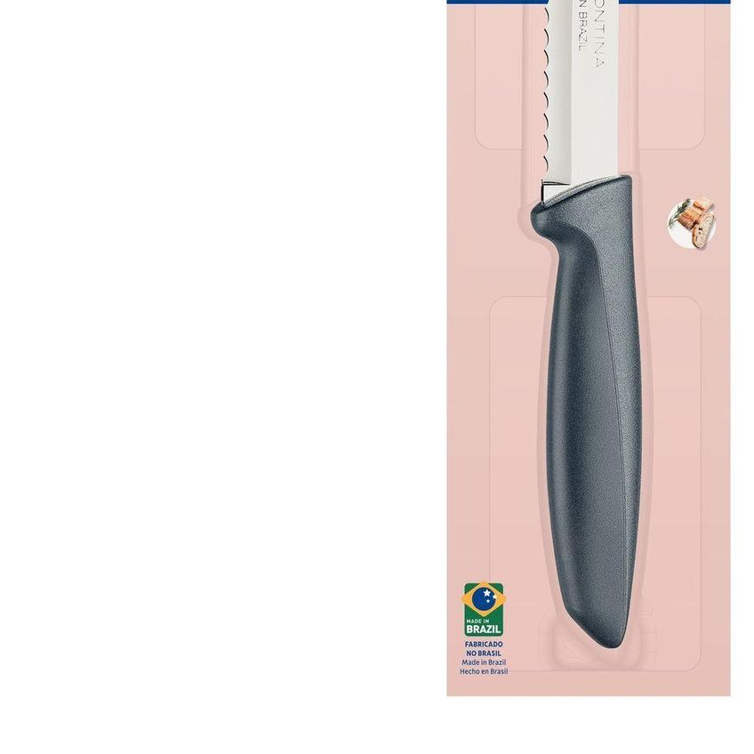 Faca Para Pão Plenus Corte Serrilhado Aço Inox Cabo Polipropileno Cinza Tramontina - imagem 3