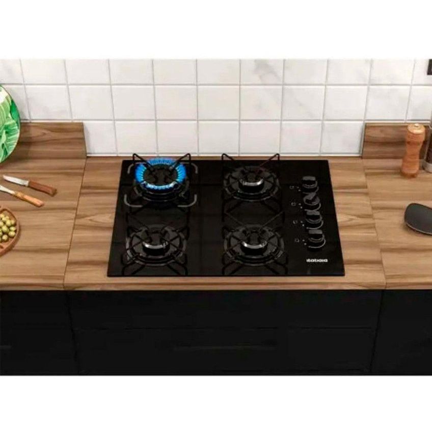 Kit Balcão Para Cooktop A Gás Itatiaia Essencial 4 Bocas Vidro Temperado Preto Bivolt - imagem 4