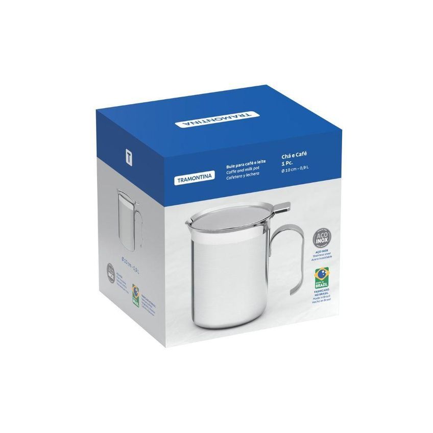 Bule Buena Para Café E Leite Aço Inox Polimento Fosco Com Detalhes Em Alto Brilho Tramontina 900ml - imagem 5