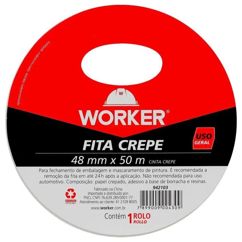 Fita Crepe 942103 Resistente 48mmx50m Papel Crepado Worker - imagem 3