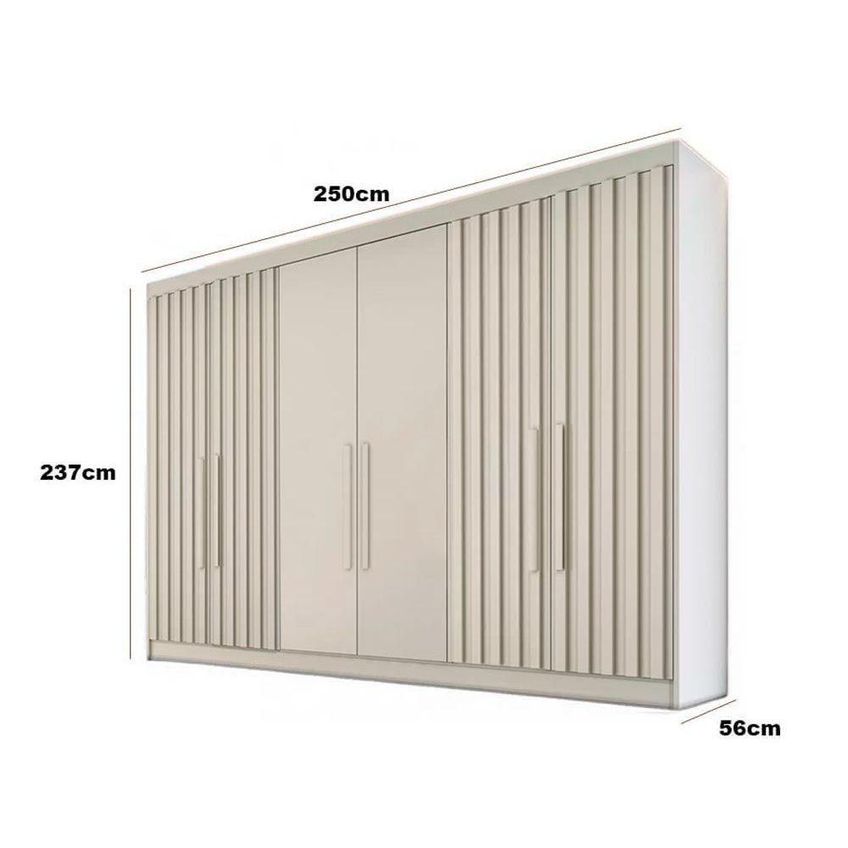 Guarda Roupa Casal Potente 6 Portas 6 Gavetas MDF Off White Peroba Europa - imagem 3