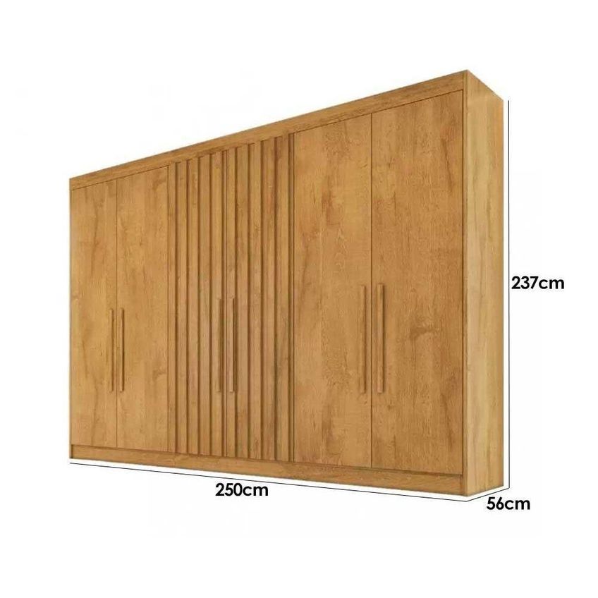 Guarda Roupa Casal Potente 6 Portas De Abrir 6 Gavetas MDF Peroba Off White Europa - imagem 3