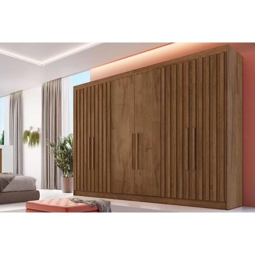 Guarda Roupa Casal Potente 6 Portas 6 Gavetas MDF Off White Peroba Europa - imagem 4