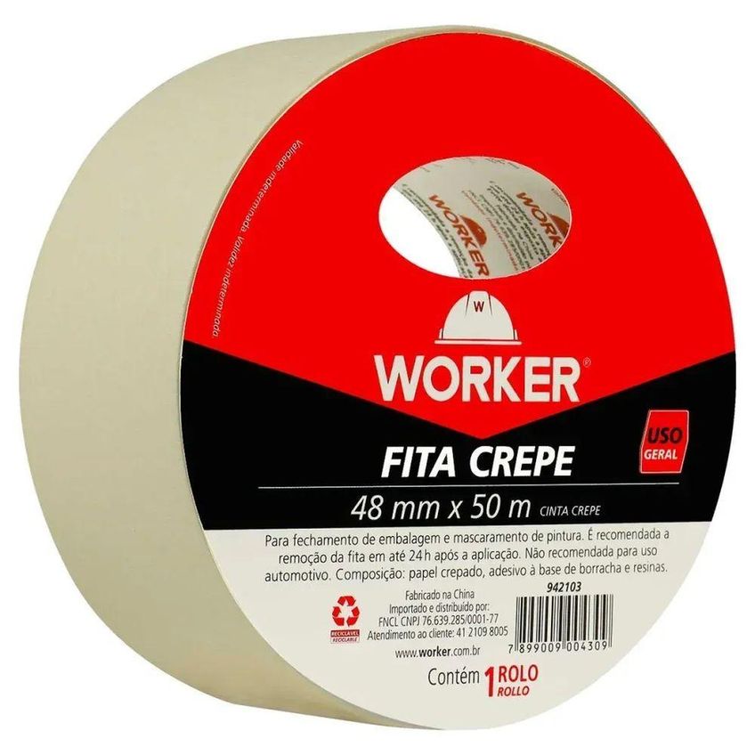 Fita Crepe 942103 Resistente 48mmx50m Papel Crepado Worker - imagem 5