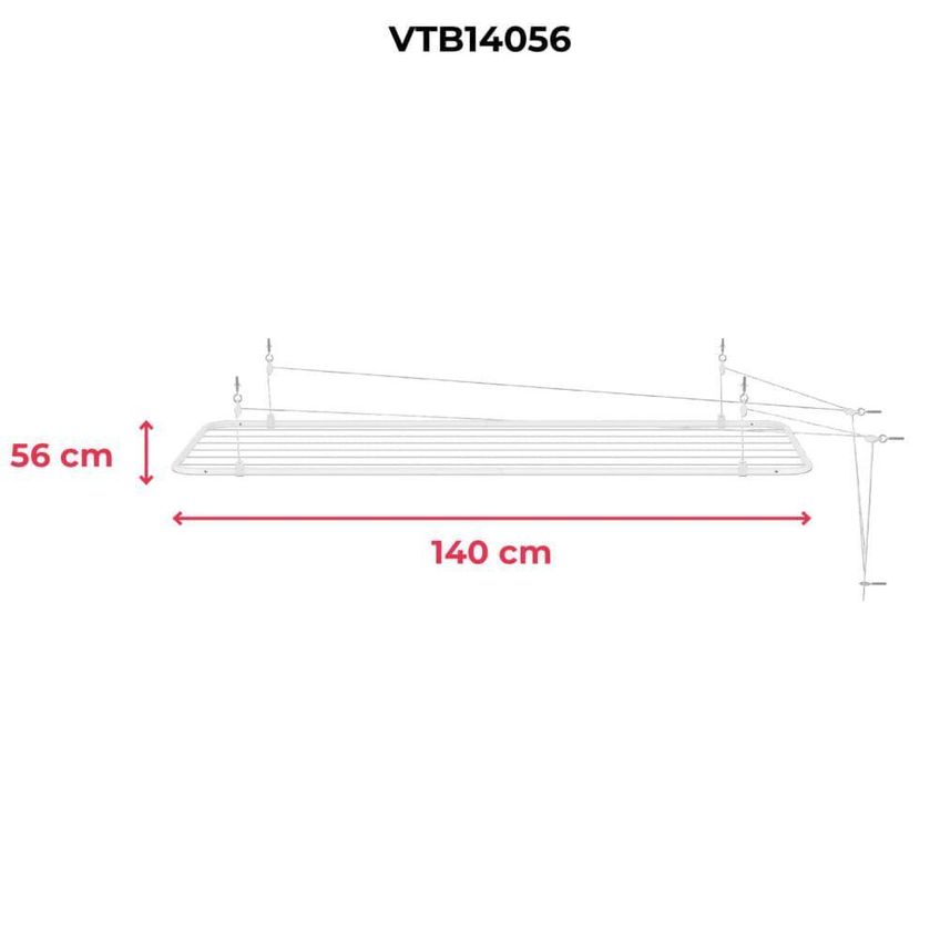 VARAL DE TETO SKY VTB14056 SECAGEM DE ROUPAS AÇO CARBONO PINTURA ELETROSTÁTICA BRANCO BRASFORMA - imagem 5