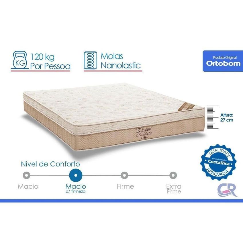 Cama Box King CRC Colchão Master Pocket Elegant Euro Pillow Ortobom - imagem 4
