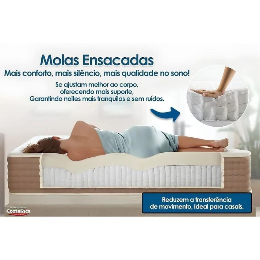 Cama Box King CRC Colchão Master Pocket Elegant Euro Pillow Ortobom - imagem 5