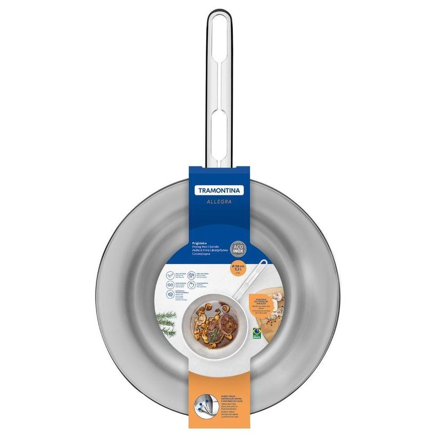 Frigideira Allegra Aço Inox Fundo Triplo 28cm Tramontina - imagem 2