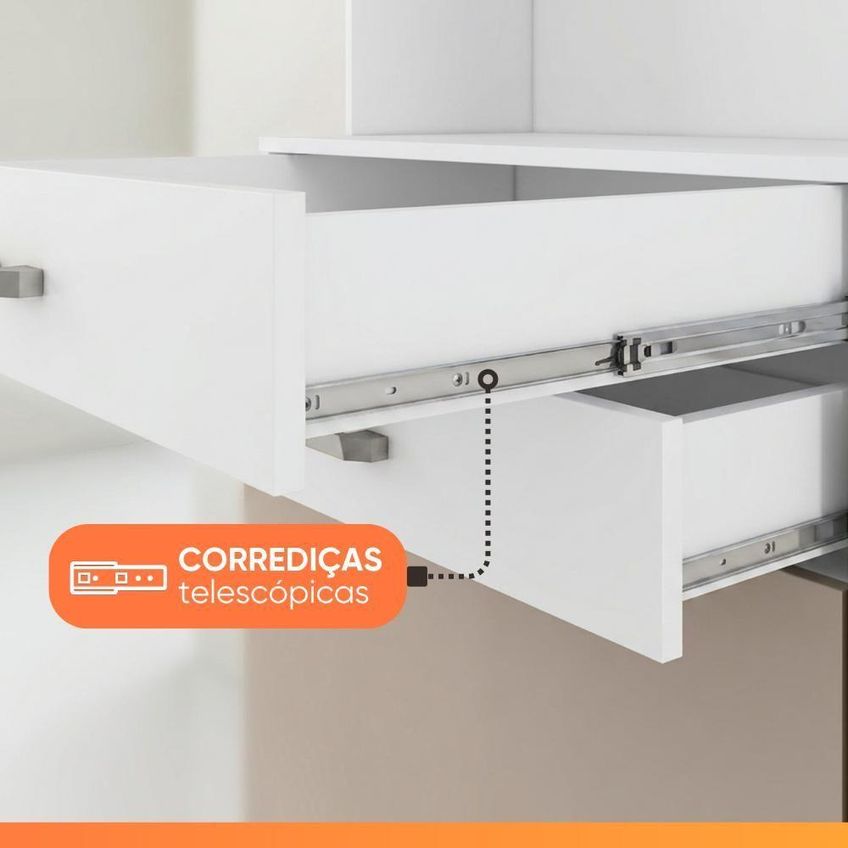 Guarda Roupas Solteiro Maya 7 Portas De Bater 2 Gavetas Branco Aramóveis - imagem 3