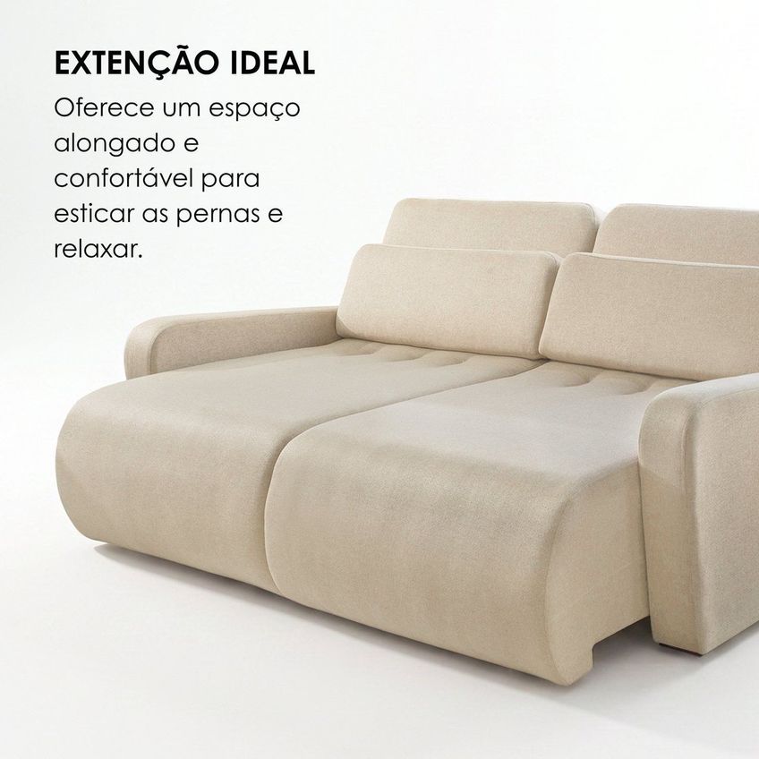 Sofá Confort Retrátil 5 Lugares 270cm Lisboa Off White/Prata - imagem 4