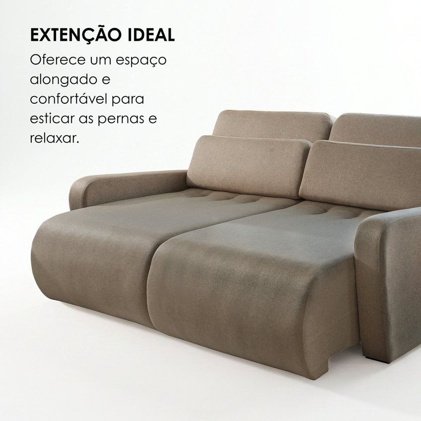 Sofá Confort Retrátil 3 Lugares 230cm Lisboa Cinza Escuro/Prata - imagem 4