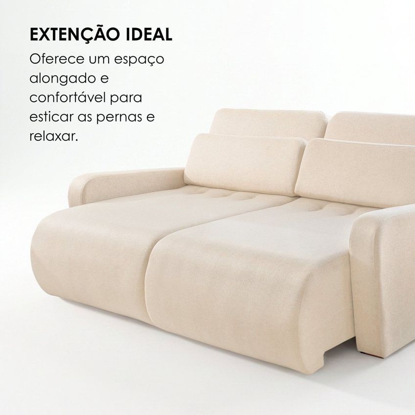 Sofá Confort Retrátil 3 Lugares 230cm Lisboa Creme - imagem 4