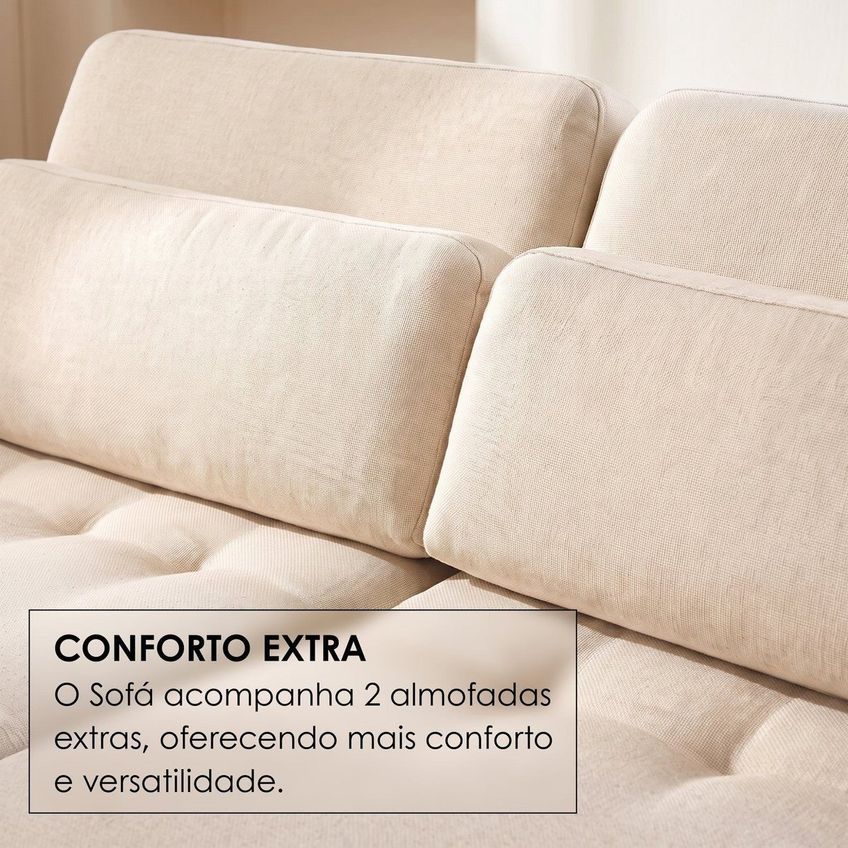 Sofá Confort Retrátil 3 Lugares 230cm Lisboa Creme - imagem 5