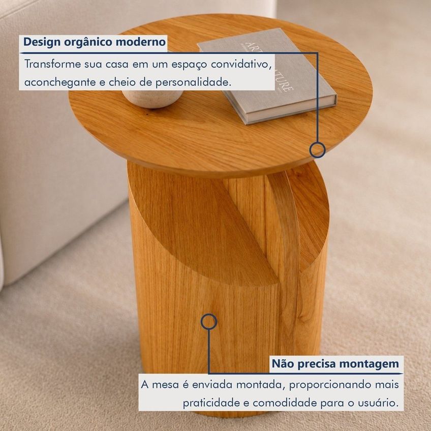 Mesa Lateral Decorativa Para Sala De Estar Soneto Cinamomo - imagem 4