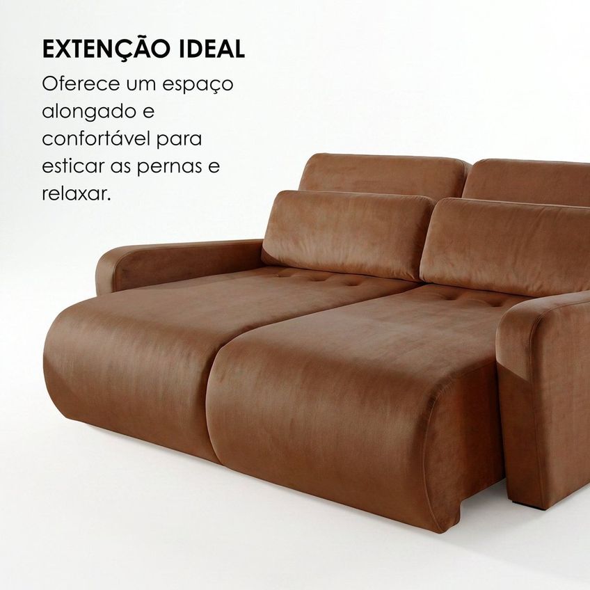 Sofá Confort Retrátil 3 Lugares 230cm Lisboa Marrom - imagem 4