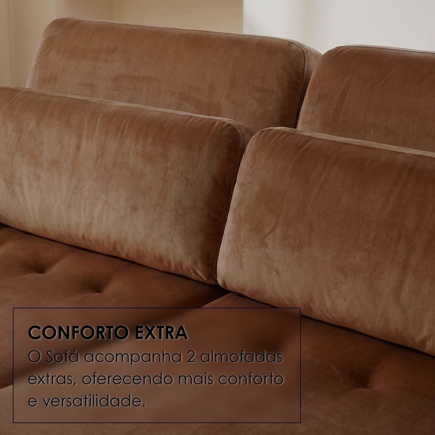 Sofá Confort Retrátil 3 Lugares 230cm Lisboa Marrom - imagem 5