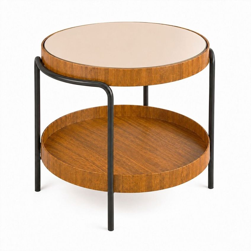 Mesa De Centro Decorativa Para Sala De Estar Forma Cinamomo/metal Preto - imagem 2