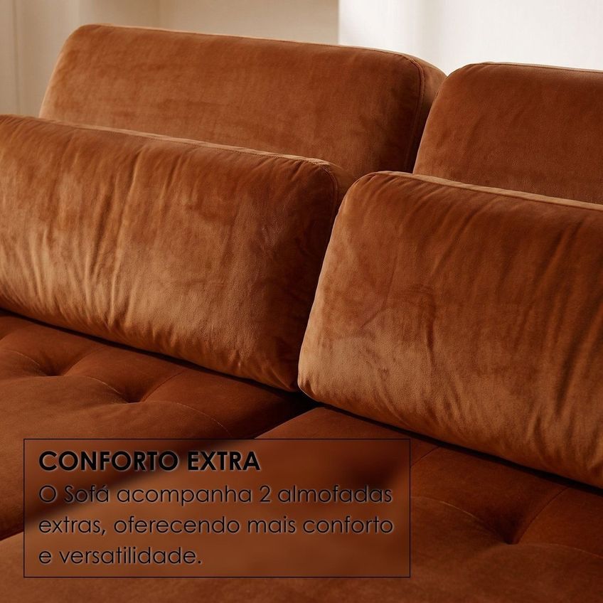 Sofá Confort Retrátil 3 Lugares 210cm Lisboa Terracota - imagem 5