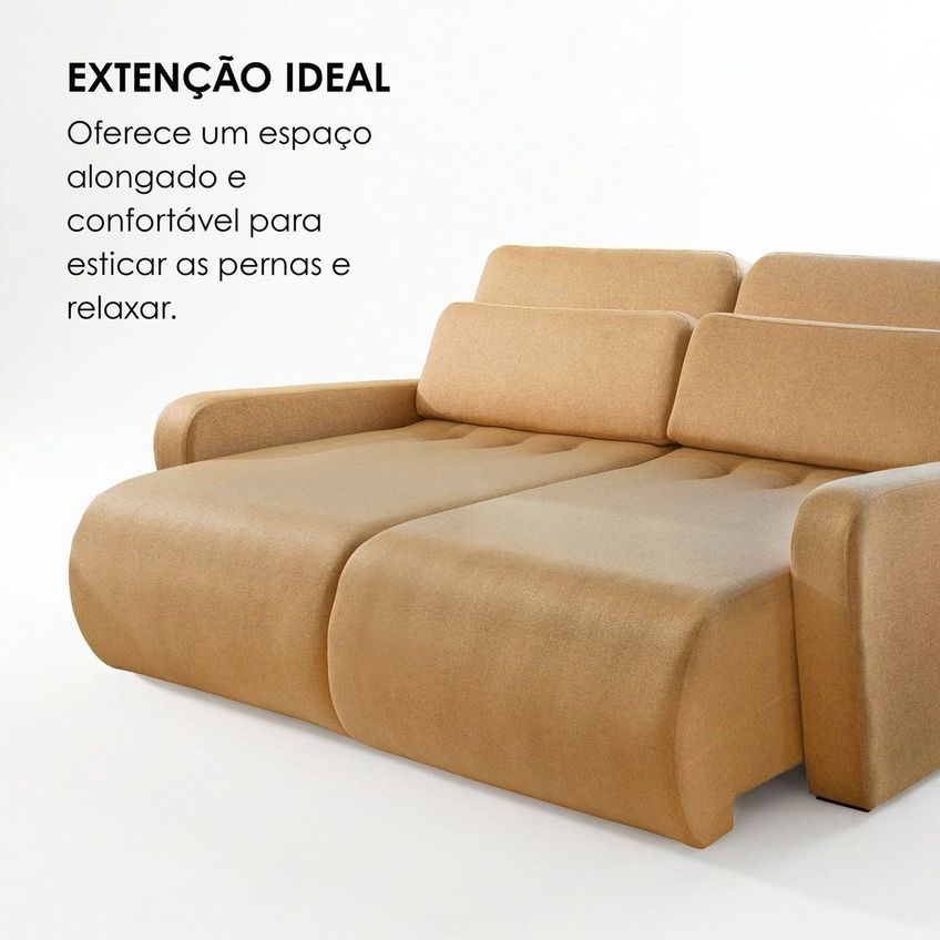 Sofá Confort Retrátil 5 Lugares 270cm Lisboa Caramelo - imagem 4