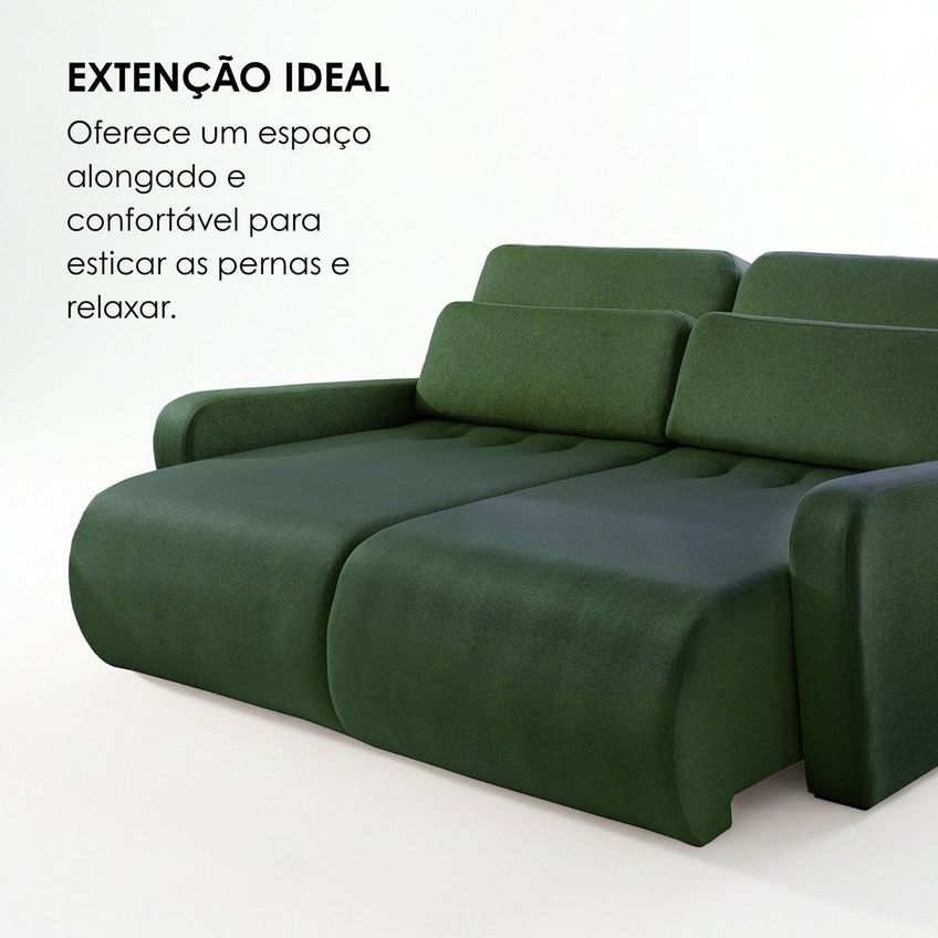 Sofá Confort Retrátil 3 Lugares 230cm Lisboa Verde Escuro - imagem 4