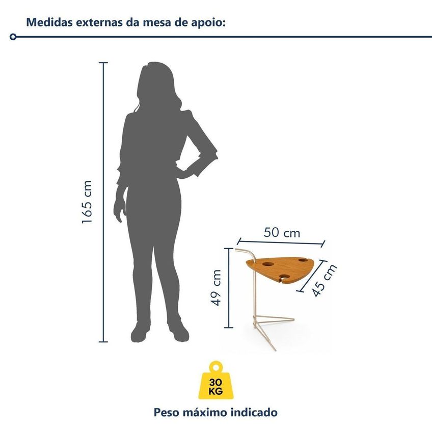 Mesa De Apoio Decorativa Para Taças E Vinho Cinamomo/metal Champagne - imagem 3