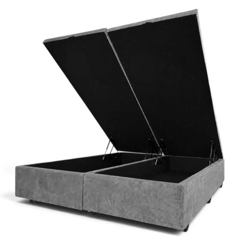 Base Box Baú Queen Suede Padrão S/a 39cm X 158cm Classic Cinza - imagem 3