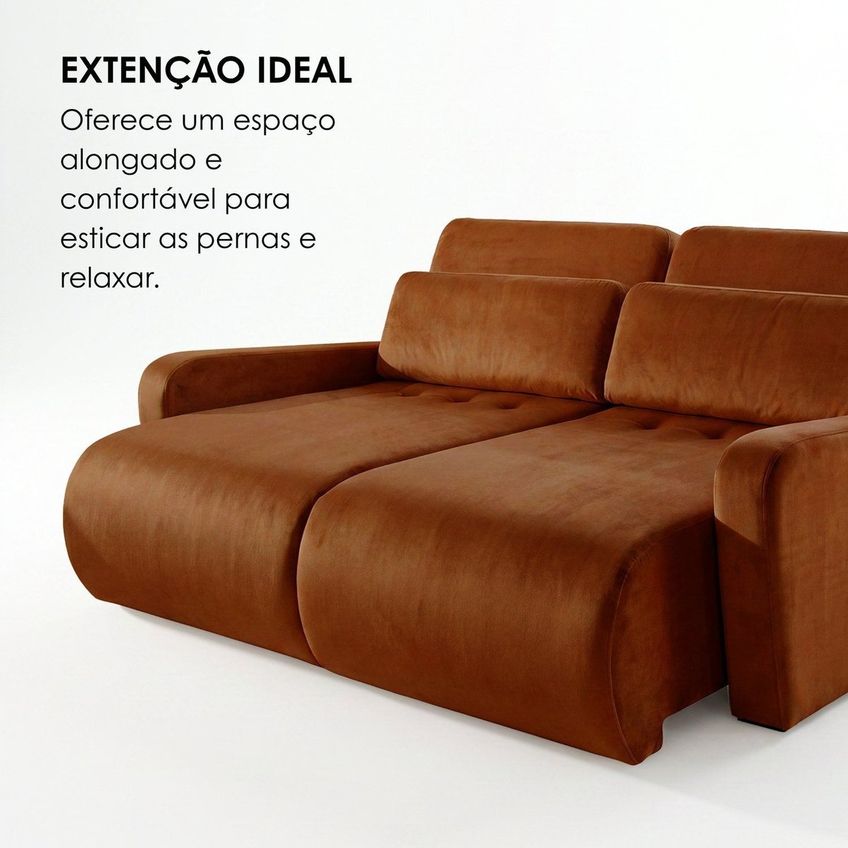 Sofá Confort Retrátil 4 Lugares 250cm Lisboa Terracota - imagem 4