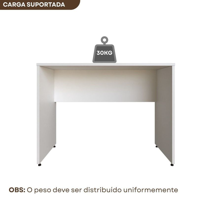 Escrivaninha Branca 100x60 Cm Para Home Office E Escritório – Mesa Para Computador E Estudos Branco - imagem 4
