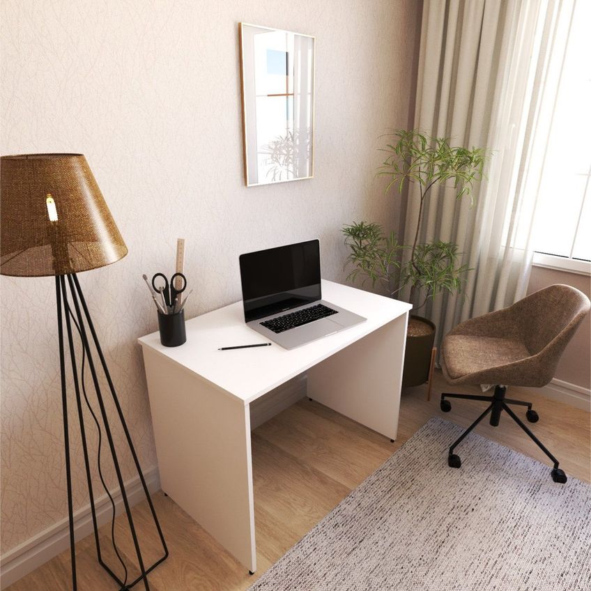 Escrivaninha Branca 100x60 Cm Para Home Office E Escritório – Mesa Para Computador E Estudos Branco - imagem 5