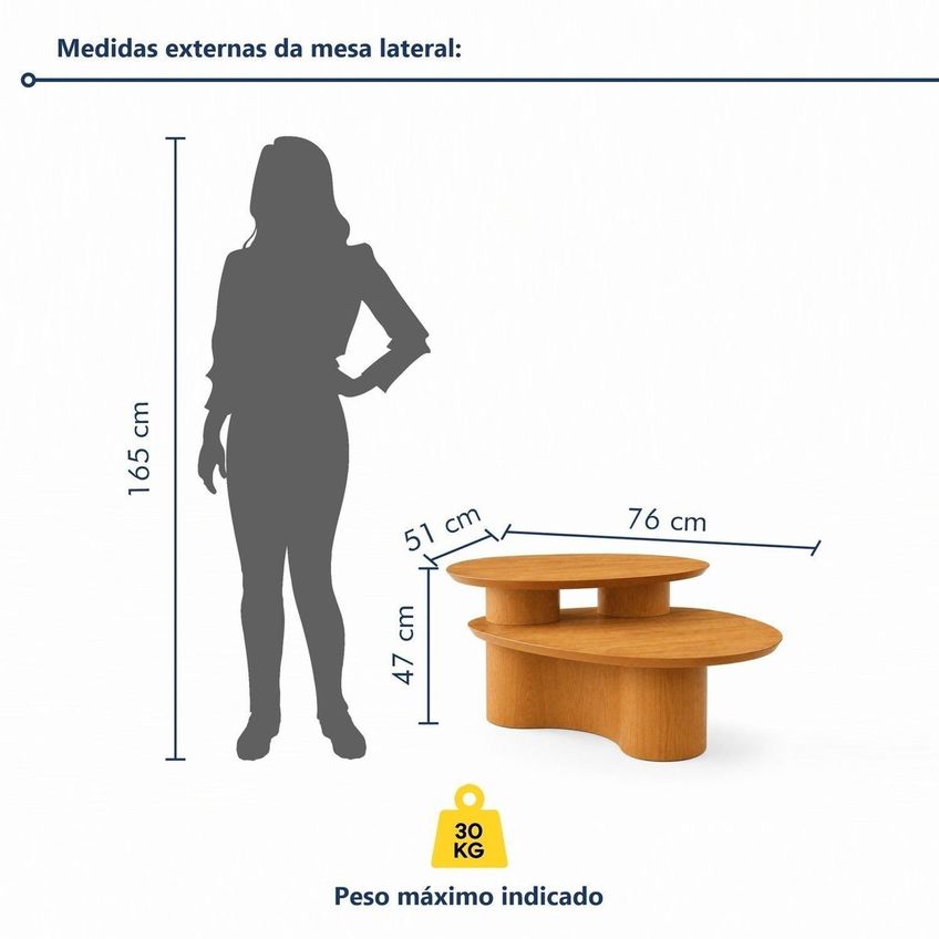 Mesa Lateral Decorativa Para Sala De Estar Rimas Cinamomo - imagem 3