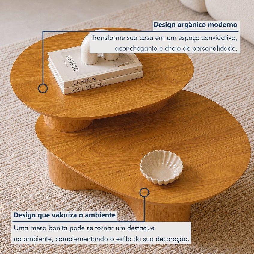 Mesa Lateral Decorativa Para Sala De Estar Rimas Cinamomo - imagem 4