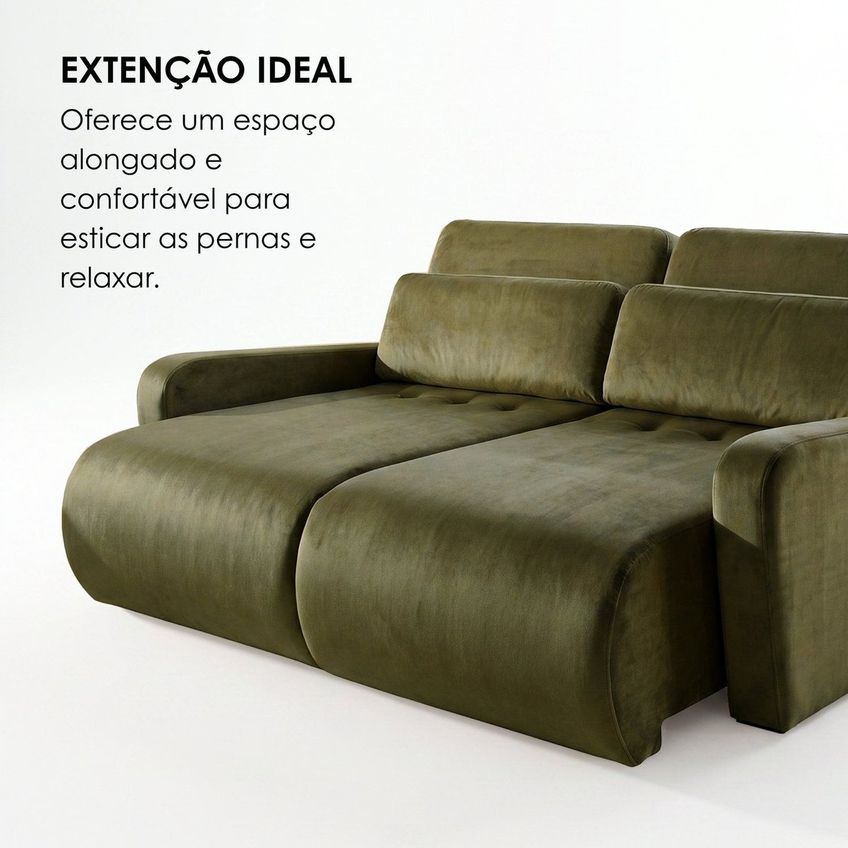 Sofá Confort Retrátil 3 Lugares 190cm Lisboa Verde - imagem 4
