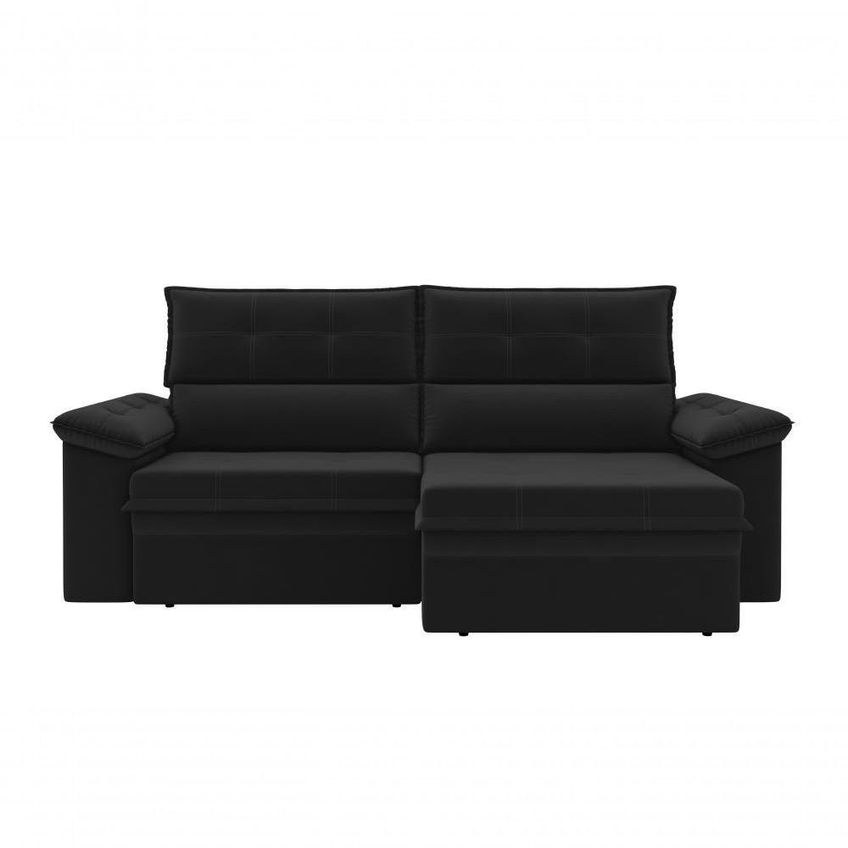 Sofá Com Chaise Aspen 2 Lugares Retrátil E Reclinável 180cm Preto Xflex Sofás - imagem 3