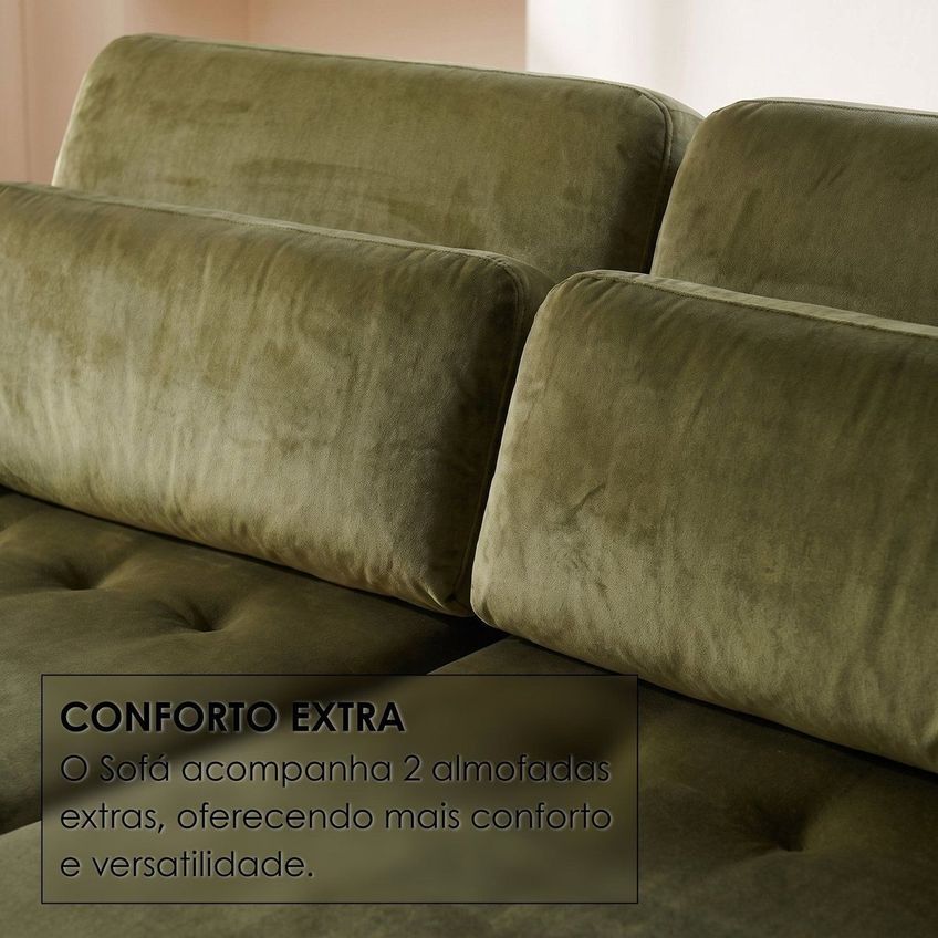Sofá Confort Retrátil 3 Lugares 210cm Lisboa Verde - imagem 5