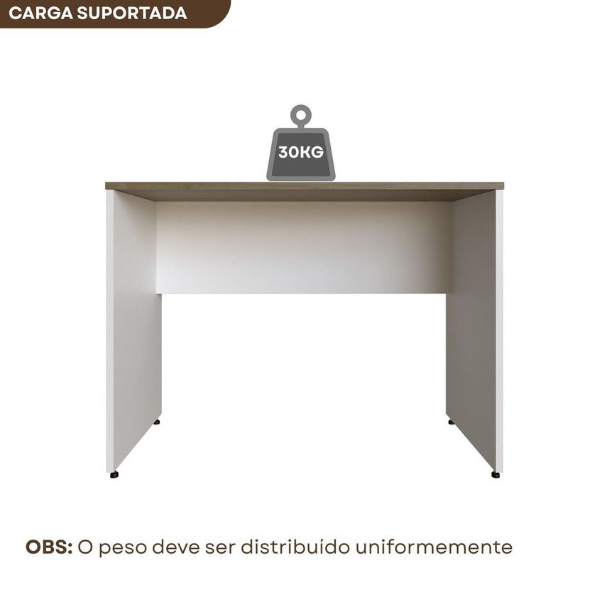 Escrivaninha 100x60 Cm Para Home Office E Escritório – Mesa Para Computador E Estudos Branco/carvalho Mel - imagem 4