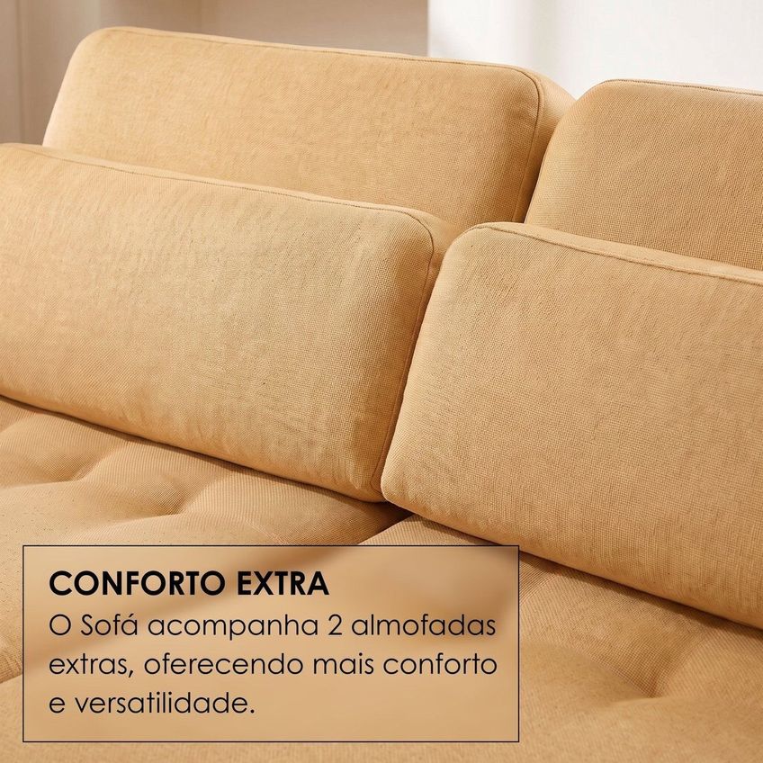 Sofá Confort Retrátil 3 Lugares 210cm Lisboa Caramelo - imagem 5