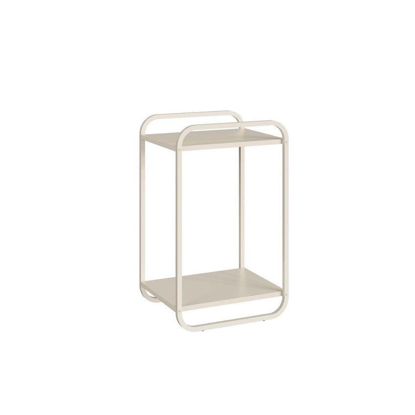 Mesa Lateral Orgânica Curva 65x33cm Com Pé Em Metal Luna Offwhite Offwhite - imagem 2