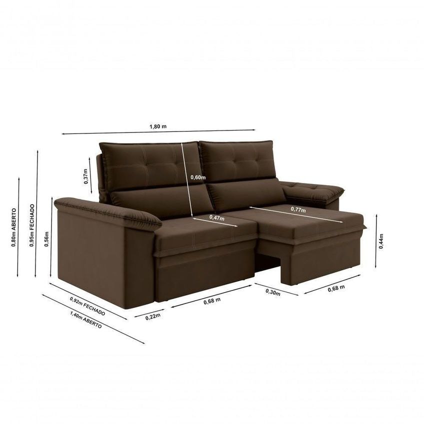 Sofá Aspen 2 Lugares Retrátil E Reclinável 180cm Marrom Xflex Sofás - imagem 5