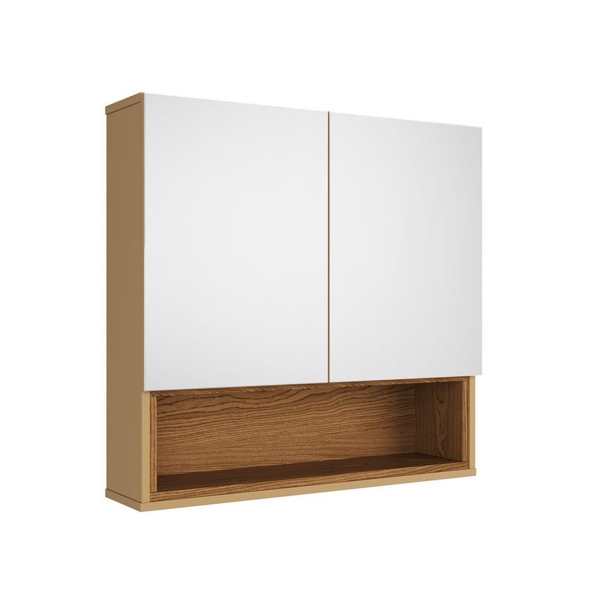 Espelheira Para Banheiro 2 Portas Orion Freijó/Fendi - imagem 5