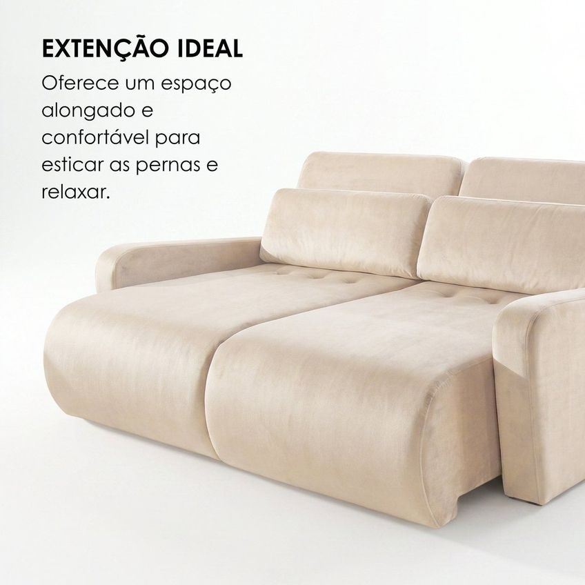 Sofá Confort Retrátil 3 Lugares 230cm Lisboa Off White - imagem 4