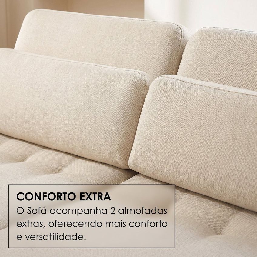 Sofá Confort Retrátil 4 Lugares 250cm Lisboa Off White/prata - imagem 5
