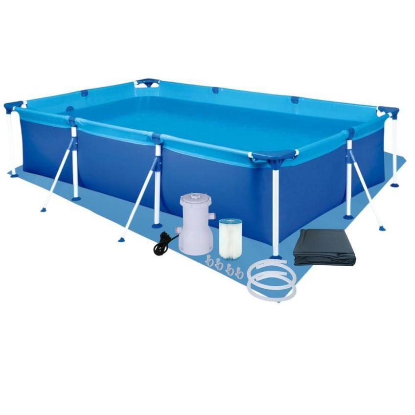Piscina Estruturada Premium Retangular PVC Aço Capa Forro Filtro 2200l/h 220v Azul Mor 3700l - imagem 3
