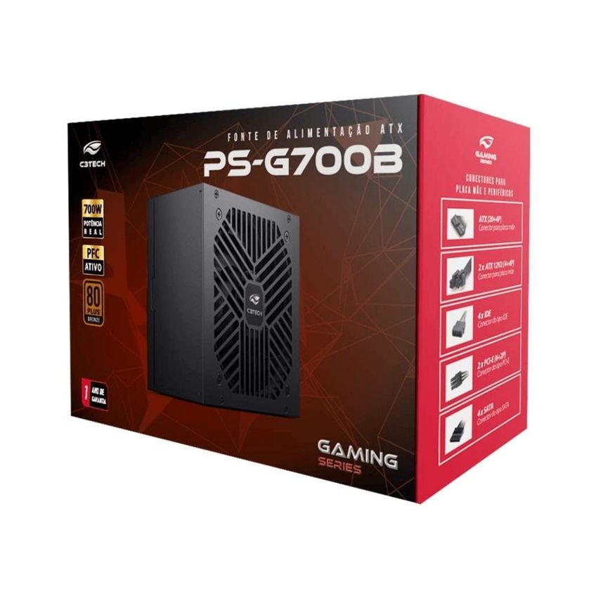 Fonte ATX 700W Bivolt Automático 80+ Bronze PS-G700B C3Tech - imagem 3