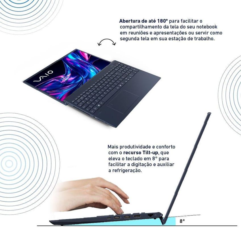 Notebook Vaio Fe16 Amd Ryzen 7-5825u Linux 12gb Ram 512gb Ssd 16 Ips Wuxga Antirreflexo Cinza Grafite - imagem 4