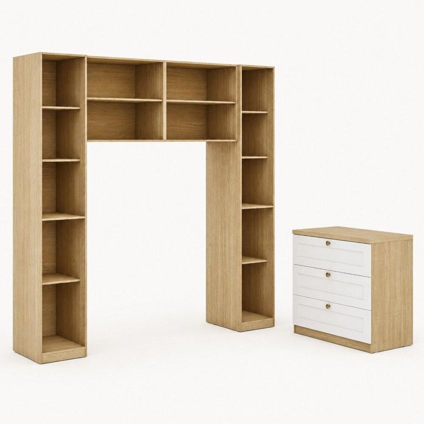 Quarto Infantil Modulado Completo Provençal 5 Peças 100% Mdf Frentes Em Bp Savana/branco - imagem 4