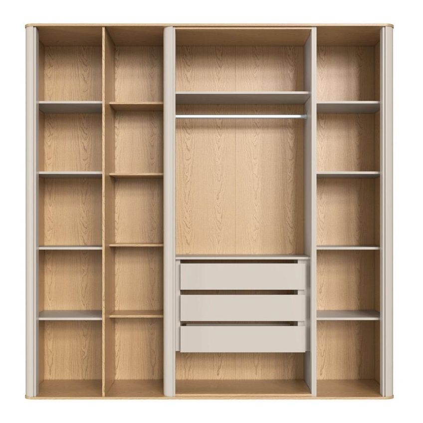 Guarda-roupas Infantil 100% MDF com LED, Portas de Vidro Reflecta Cantos Arredondados e Nichos Cinamomo/Off White - imagem 4