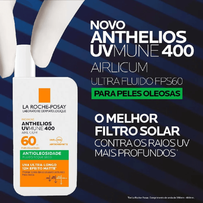 Protetor Solar Facial La Roche-Posay Anthelios Uvmune 400 Airlicium Antioleosidade FPS 60 40ml - imagem 3